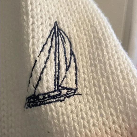 J. Crew Cream Cardigan with Nautical Embroidery - Picture 6 of 7